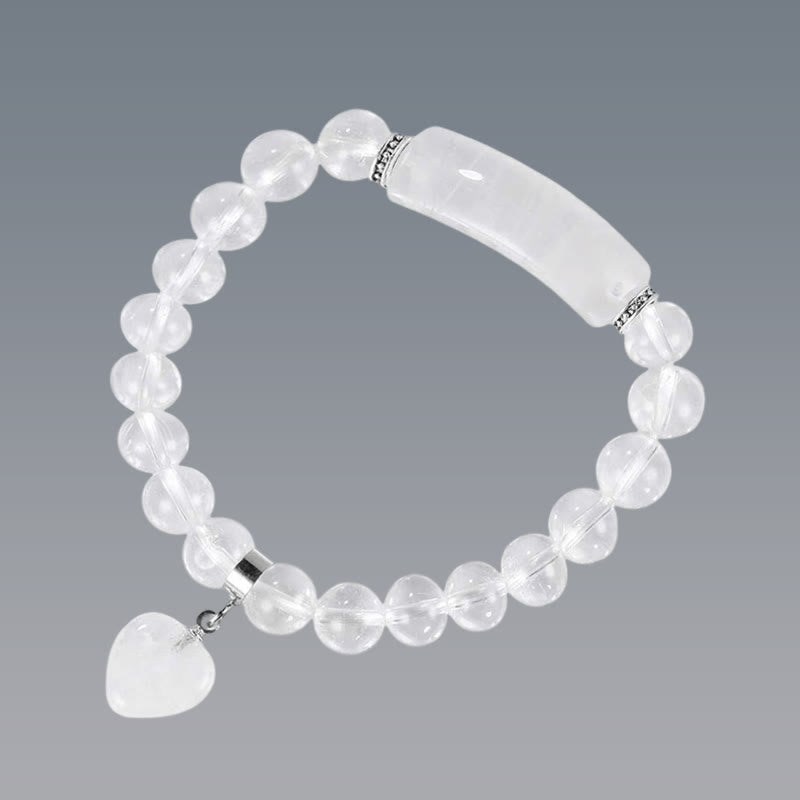 Karma Stone Natural Quartz Love Heart Healing Beads Bracelet