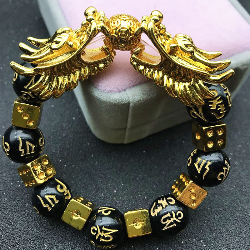 Karma Stone Double Dragon Wealth Protection Bracelet