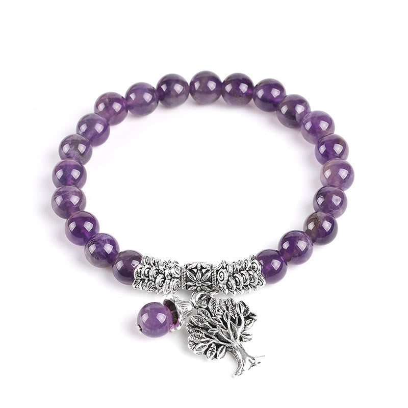 Karma Stone Natural Gemstone Tree of Life Lucky Charm Stretch Bracelet
