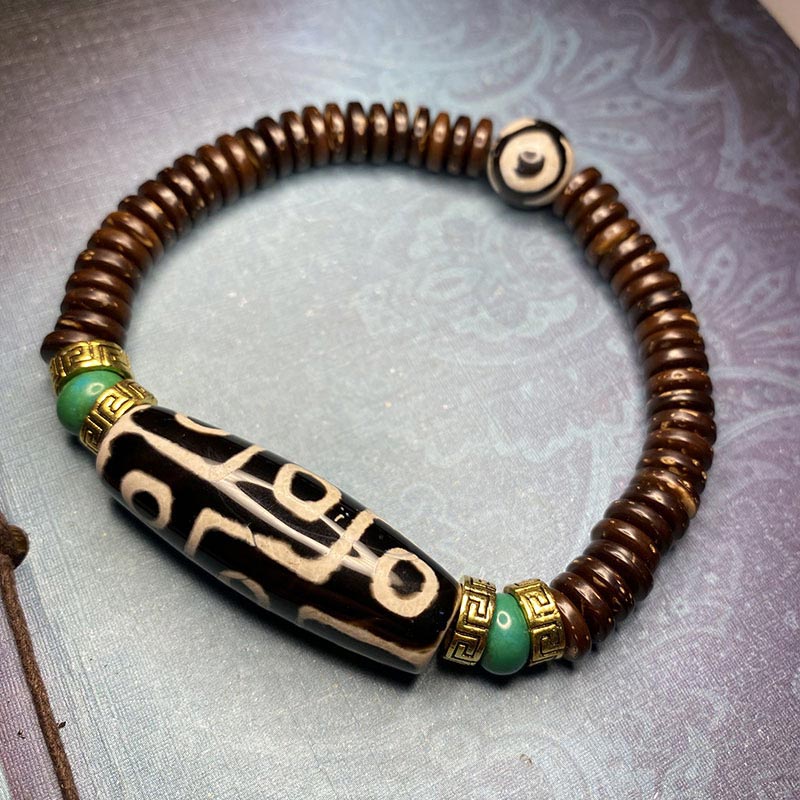 Karma Stone Tibetan Nine-Eye Dzi Bead Wealth Bracelet