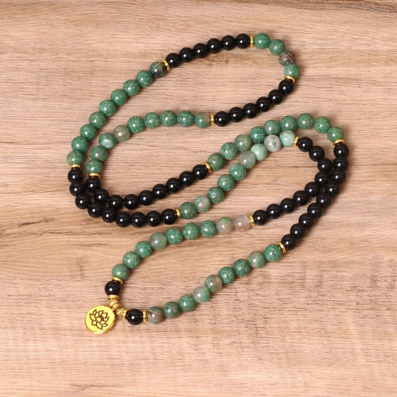 Karma Stone 108 Beads Natural Agate Mala Healing Bracelet