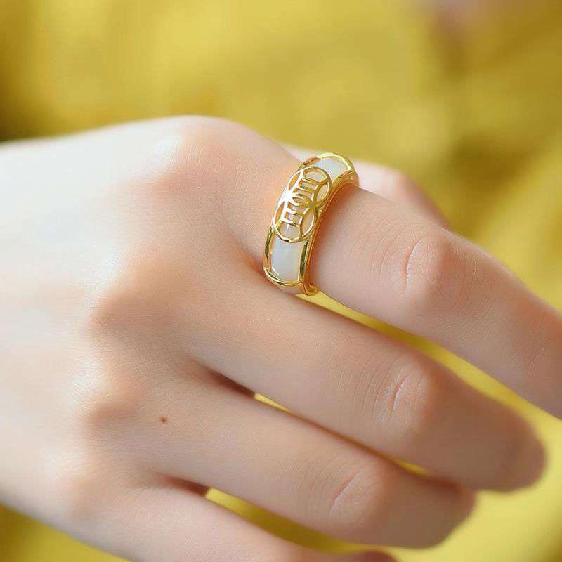 Karma Stone White Jade Luck Ring Necklace