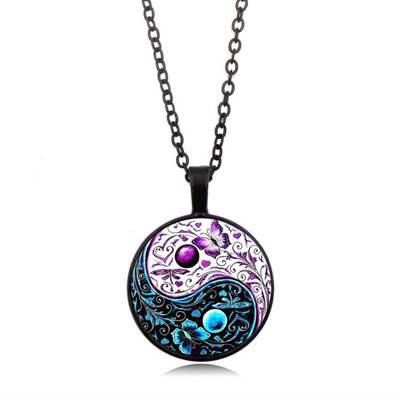 Karma Stone Yin Yang Chain Balance Necklace Pendant