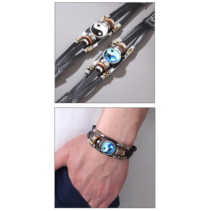 Karma Stone Yin Yang Leather Balance Bracelet