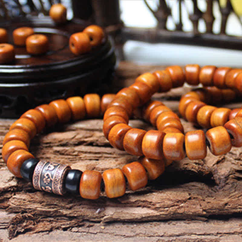 Karma Stone Tibetan Yak Bone Om Mani Padme Hum Strength Bracelet