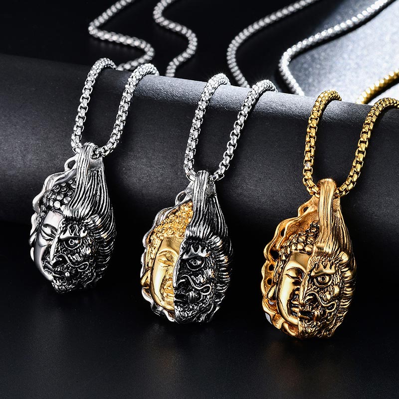 Karma Stone Half Buddha Half Devil Powerful Necklace