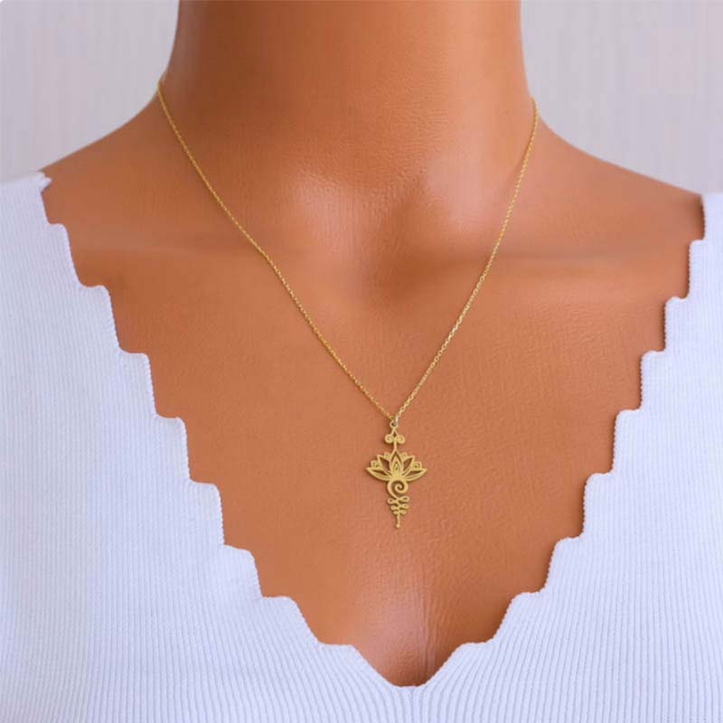 Karma Stone Lotus Luck Wealth Necklace Pendant