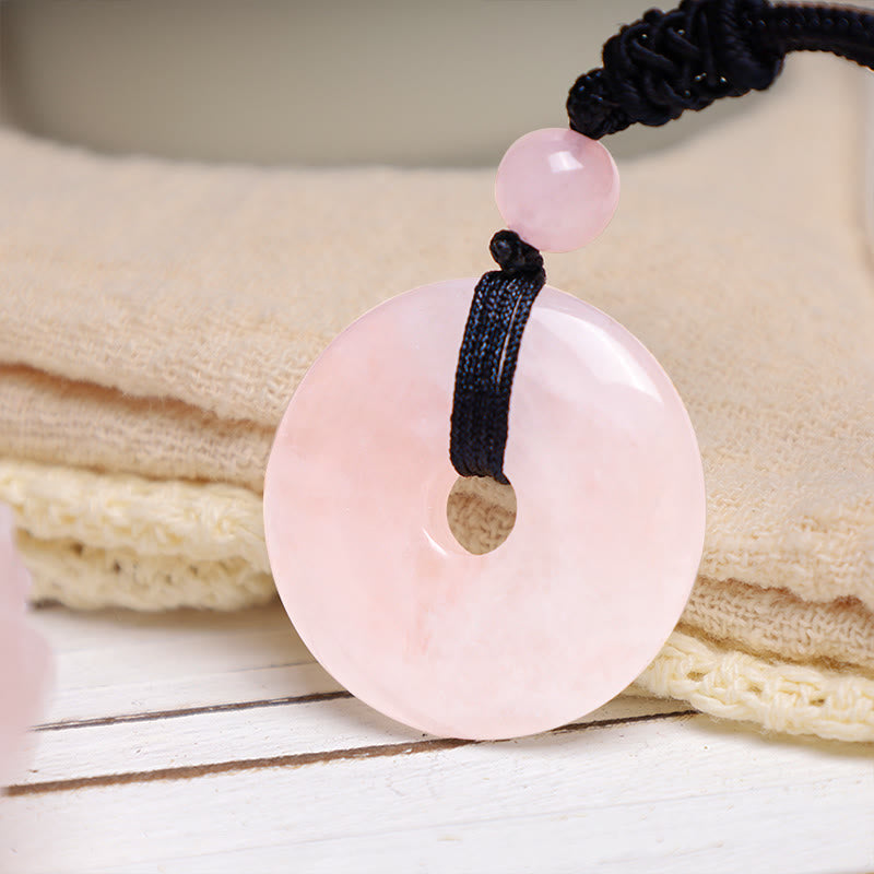 Karma Stone Lucky Coin Pendant Healing Crystal Gemstone Necklace