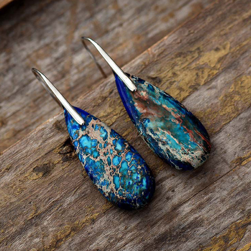 Karma Stone Emperor Stone Healing Crystal Earrings