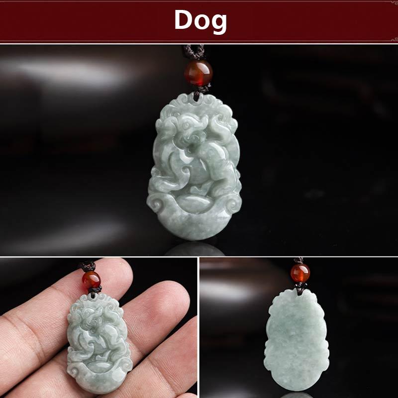 Karma Stone Natural Jade 12 Chinese Zodiac Sucess Pendant Necklace