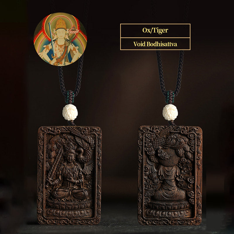 Karma Stone Chinese Zodiac Natal Buddha Brunei Agarwood PiXiu Dragon Peace Necklace Pendant