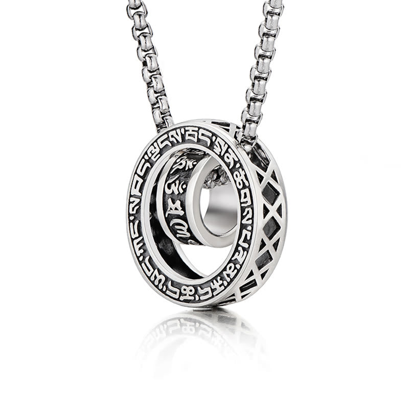 Karma Stone Tibetan Om Mani Padme Hum Carved Peace Purity Chain Necklace Pendant