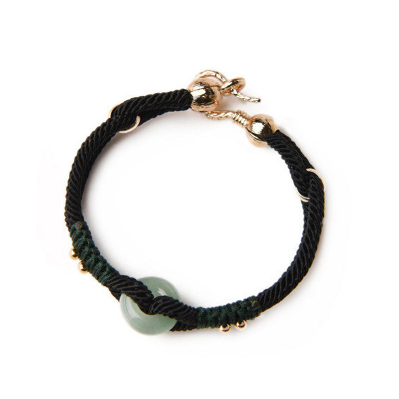 Karma Stone Tibetan Jade Lucky Black Rope Couple Bracelet