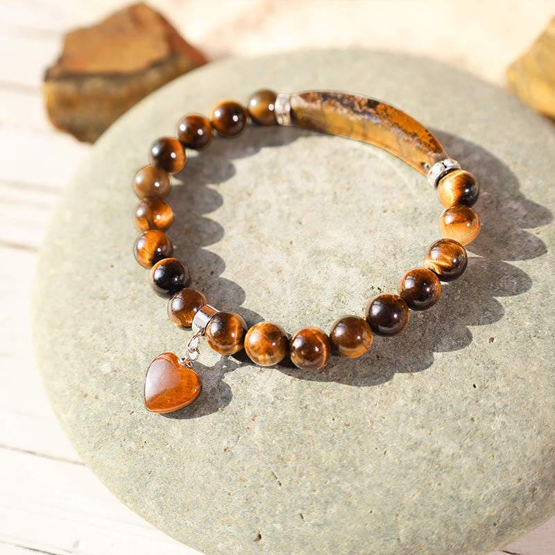 Karma Stone Natural Quartz Love Heart Healing Beads Bracelet