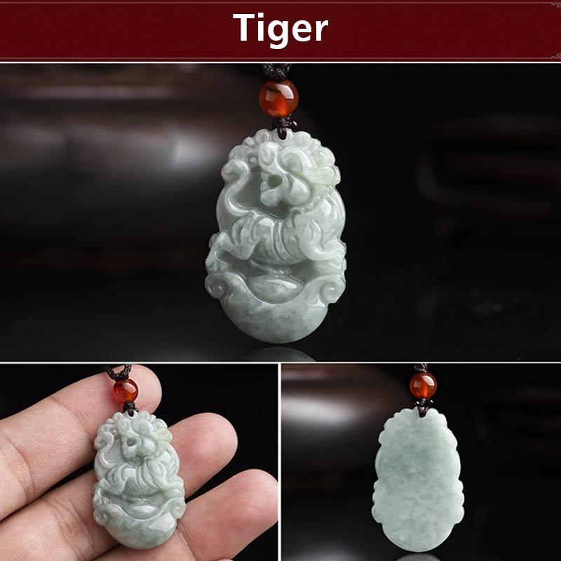 Karma Stone Natural Jade 12 Chinese Zodiac Sucess Pendant Necklace