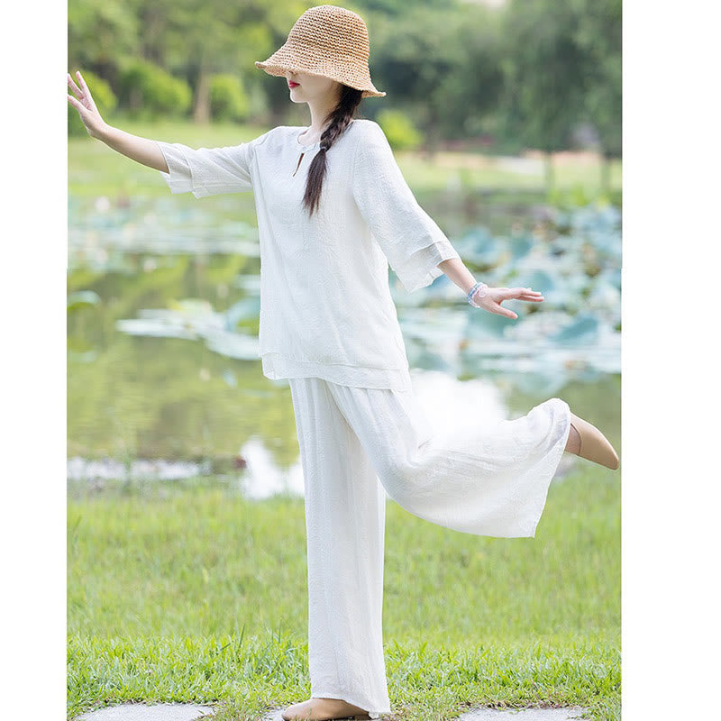 Karma Stone Tai Chi Meditation Prayer Zen Spiritual Morning Practice Clothing Women's Set