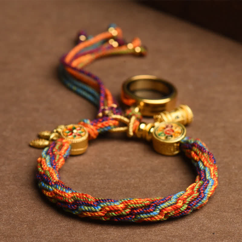 Karma Stone Tibetan Om Mani Padme Hum Dreamcatcher Luck Colorful Reincarnation Knot String Bracelet