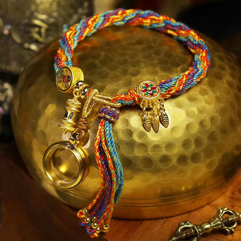 Karma Stone Tibetan Om Mani Padme Hum Dreamcatcher Luck Colorful Reincarnation Knot String Bracelet