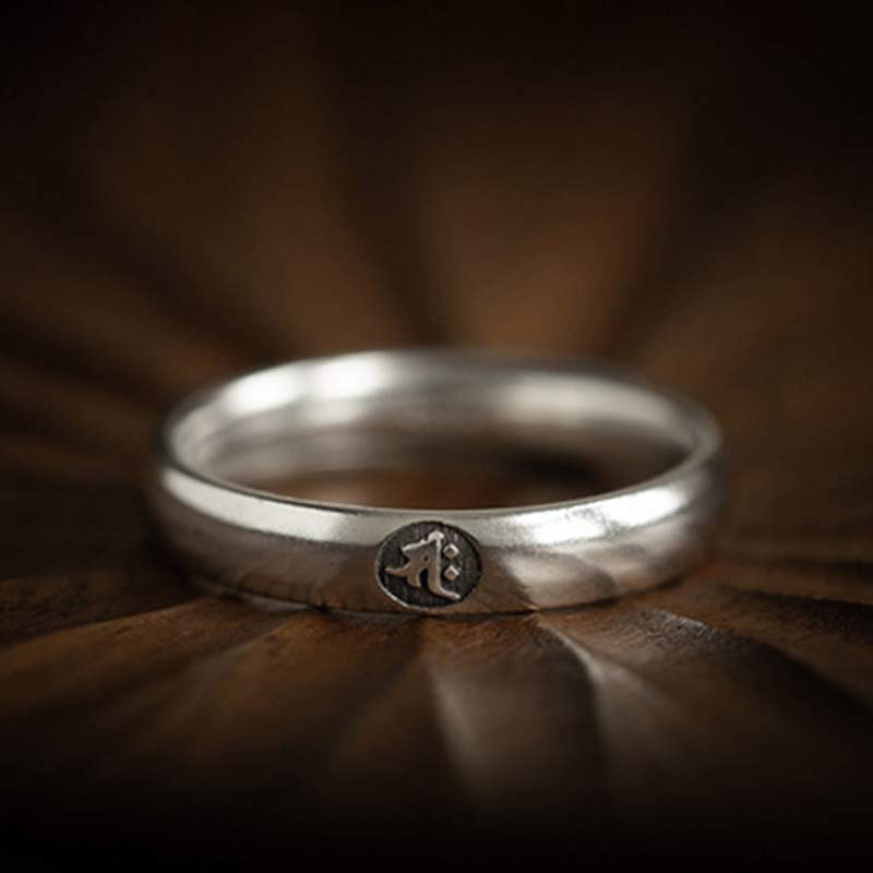 Karma Stone 925 Sterling Silver Chinese Zodiac Natal Buddha Blessing Couple Ring