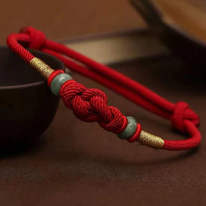 Karma Stone Red String Jade Luck Fortune Knot Braided Couple Bracelet