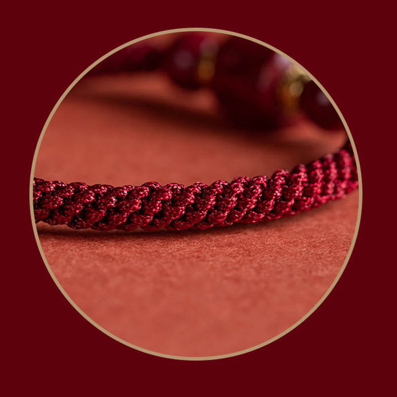 Karma Stone Tibet Cinnabar Om Mani Padme Hum Engraved Blessing Braided Bracelet