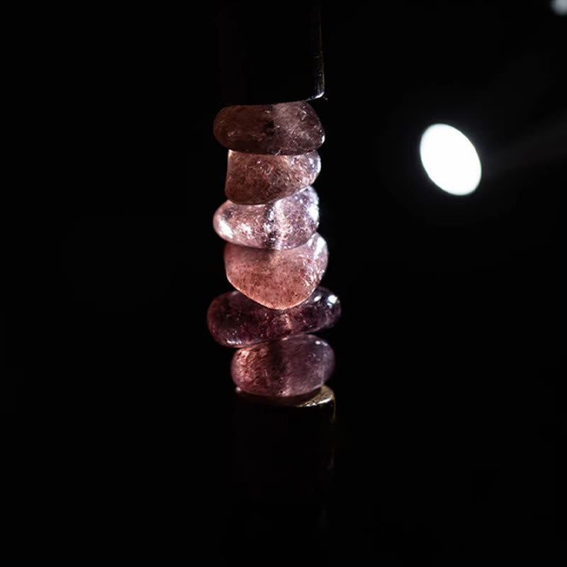 Karma Stone 925 Sterling Silver Chinese Zodiac Natal Buddha Agarwood Strawberry Quartz Peace Double Wrap Bracelet