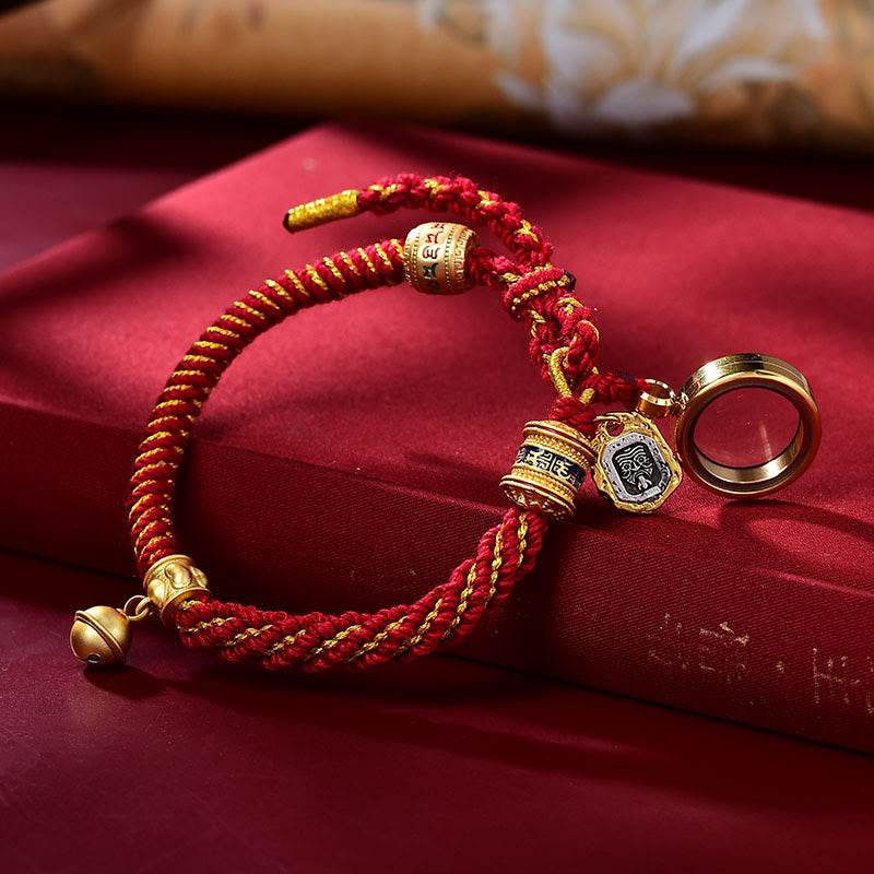 Karma Stone Tibetan Om Mani Padme Hum Carved Zakiram Goddess of Wealth Charm Amulet Bracelet