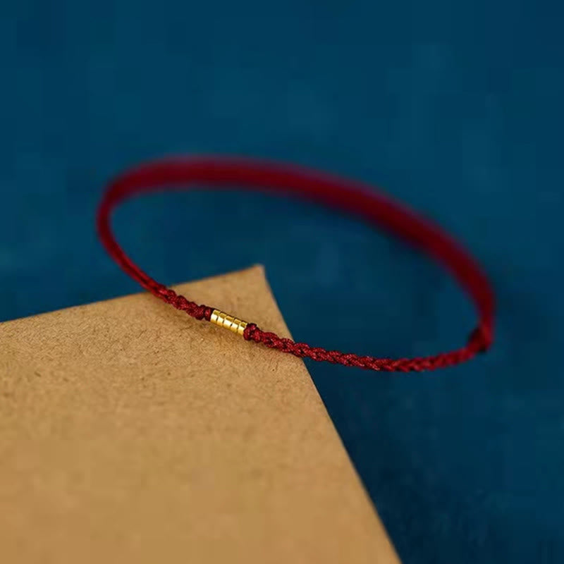 Karma Stone 925 Sterling Silver Lucky Golden Bead Braided String Bracelet Anklet