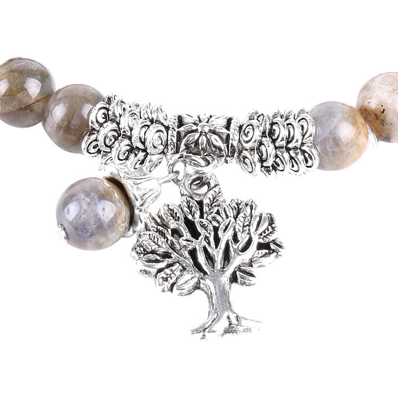 Karma Stone Natural Gemstone Tree of Life Lucky Charm Stretch Bracelet