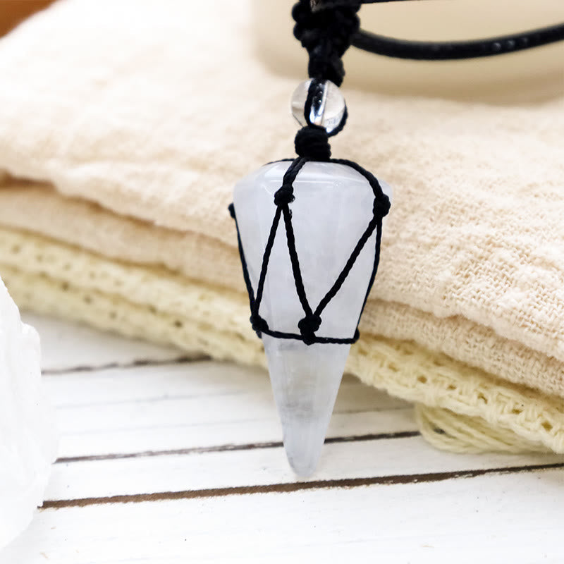 Karma Stone Natural Stone Pointed Pendant Necklace