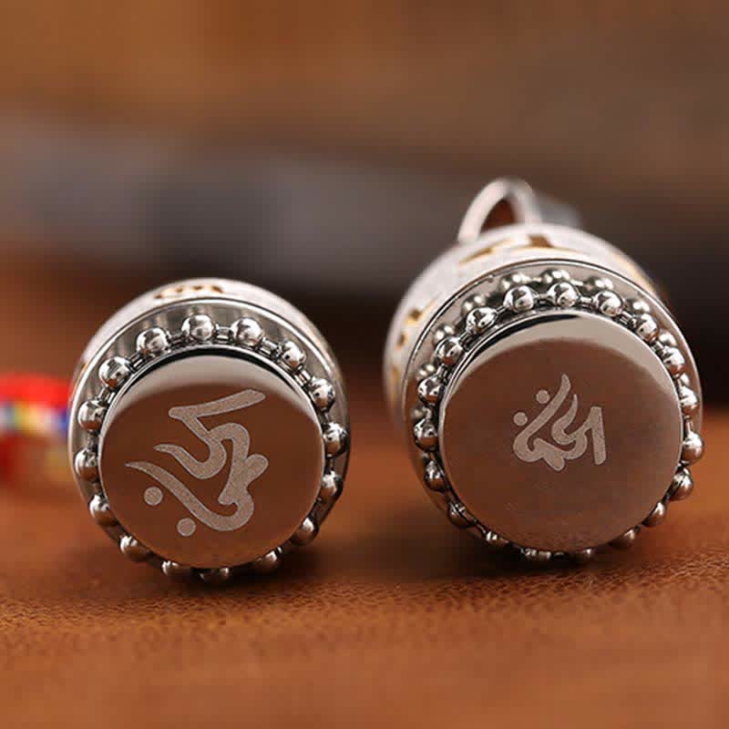 Karma Stone Tibet Om Mani Padme Hum Shurangama Mantra Titanium Steel Wisdom Amulet Necklace Pendant