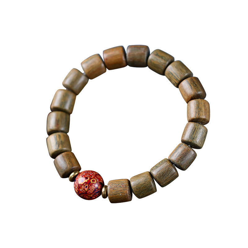Karma Stone Natural Green Sandalwood Small Leaf Red Sandalwood Lacquer Bead Peace Bracelet