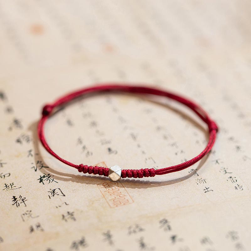 Karma Stone 925 Sterling Silver Luck Bead Protection Red String Braided Bracelet