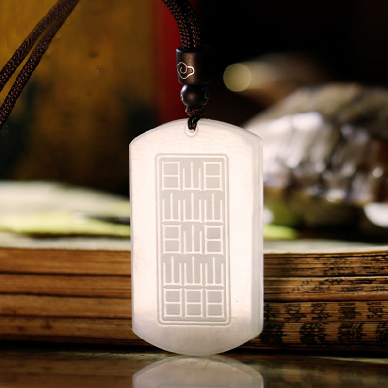 Karma Stone White Jade PiXiu Yin Yang Luck Protection Necklace Pendant