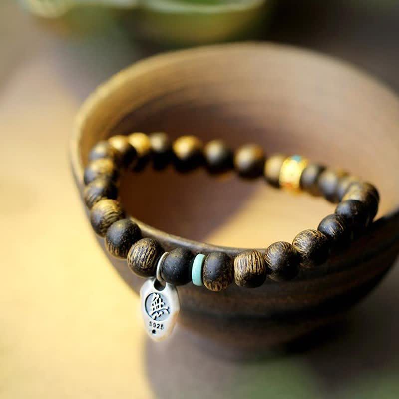 Karma Stone Vietnam Qinan Agarwood Turquoise Balance Strength Bracelet