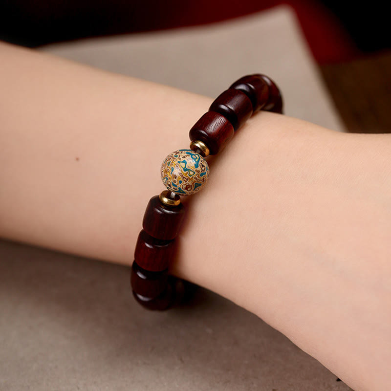 Karma Stone Natural Green Sandalwood Small Leaf Red Sandalwood Lacquer Bead Peace Bracelet
