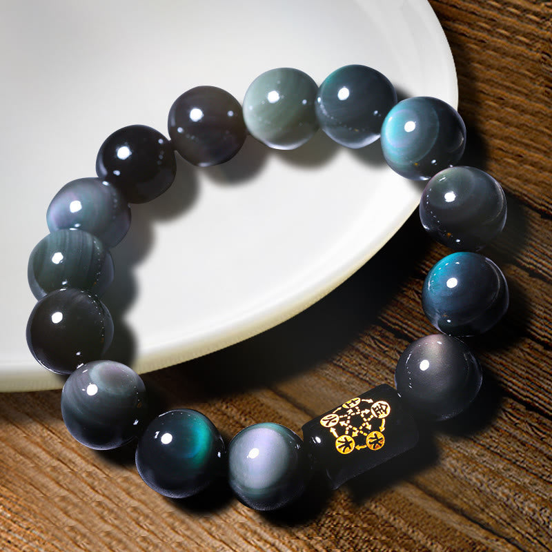 Karma Stone Natural Rainbow Obsidian Positive Transformation Bracelet