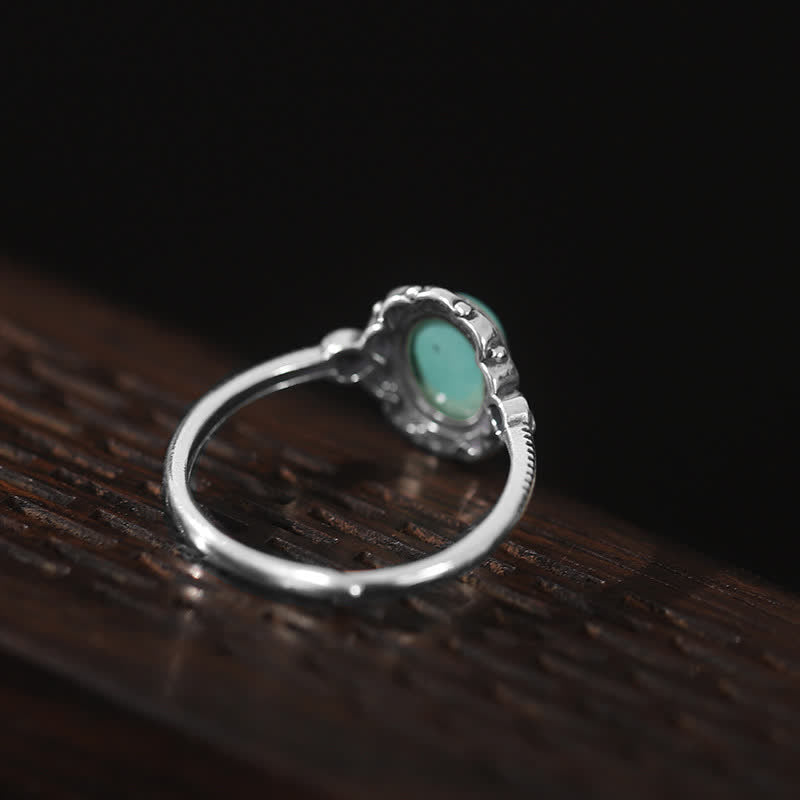 Karma Stone 925 Sterling Silver Tibetan Turquoise Red Agate Protection Ring