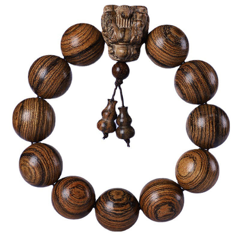 Karma Stone Rosewood Green Sandalwood Small Leaf Red Sandalwood Agarwood Dragon Carved Protection Bracelet