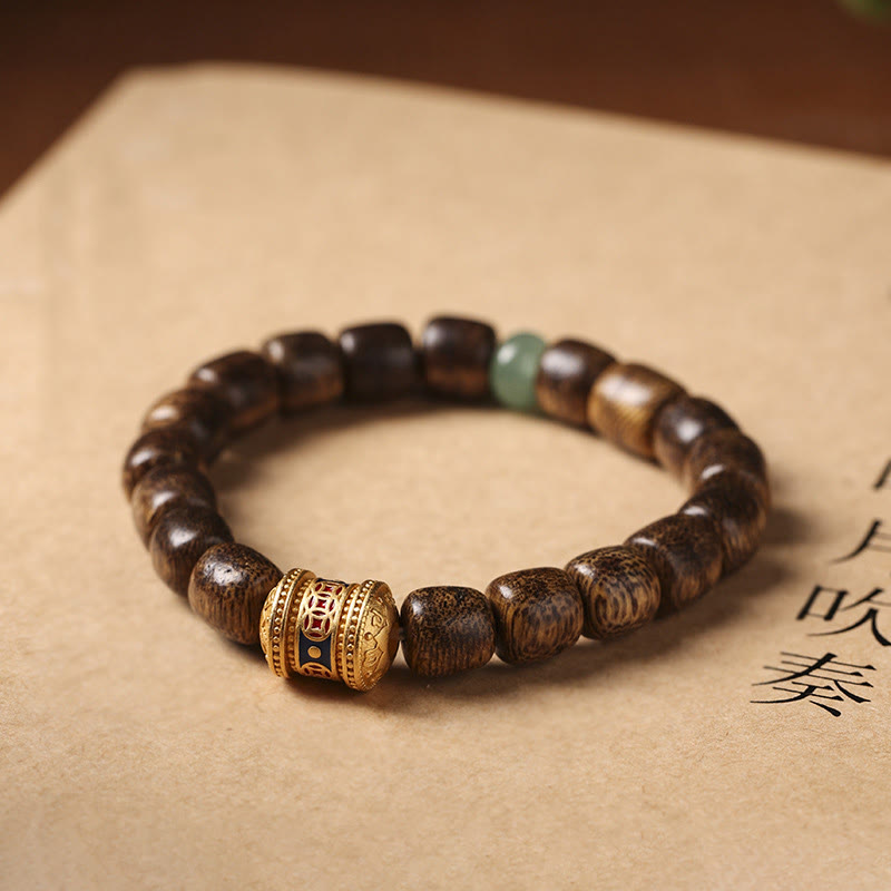 Karma Stone Agarwood Copper Coin Auspicious Cloud Calm Bracelet