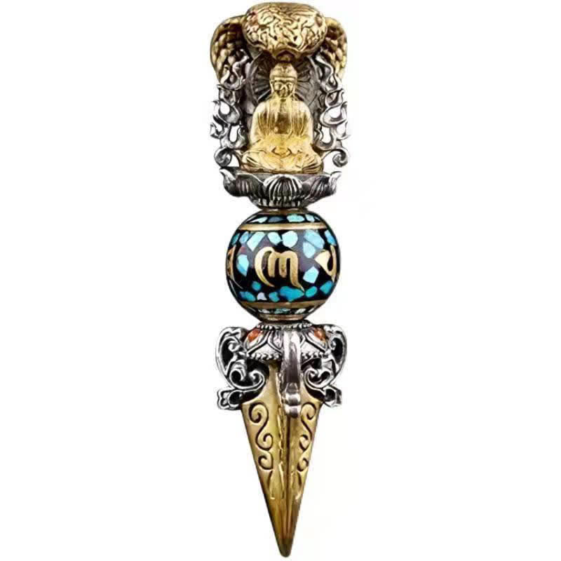 Karma Stone Tibetan Om Mani Padme Hum Buddha Wealth Rotation Necklace Vajra Pendant