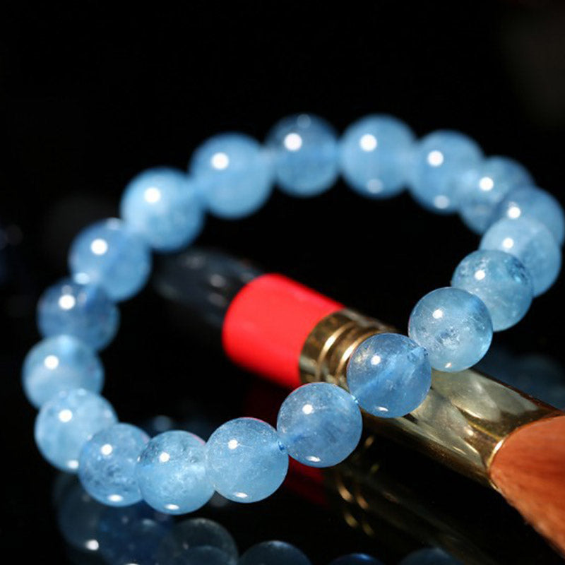 Karma Stone Aquamarine Beads Peace Healing Bracelet