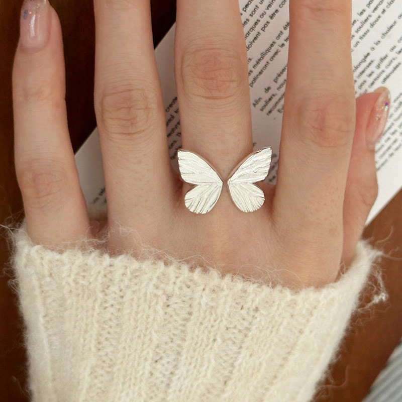 Karma Stone 925 Sterling Silver Butterfly Love Freedom Ring