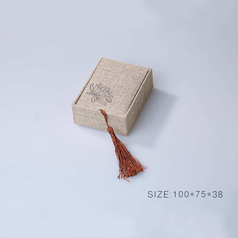 Karma Stone Lotus Pattern Jewelry Storage Box Gift Box Tassels