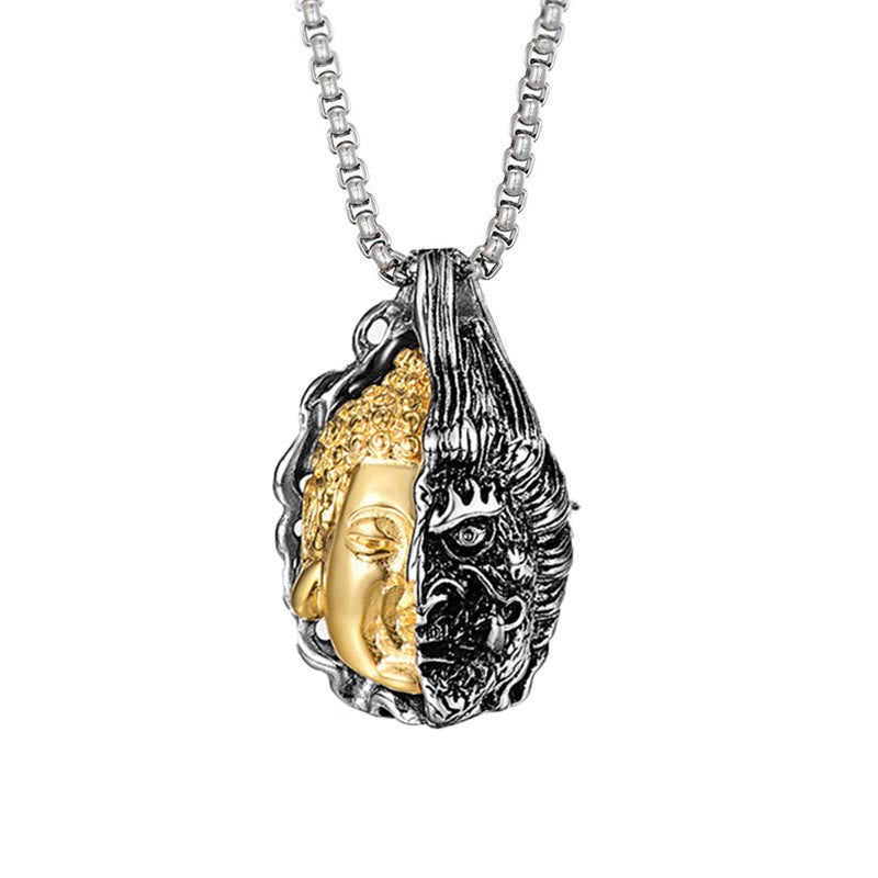 Karma Stone Half Buddha Half Devil Powerful Necklace