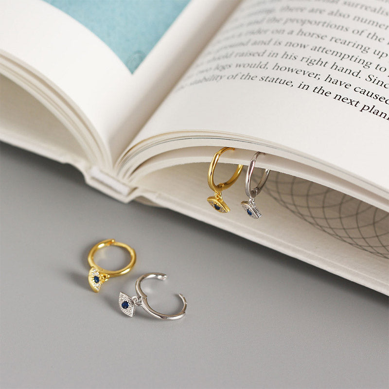 Karma Stone 925 Sterling Silver Evil Eye Blessing Protection Stud Earrings