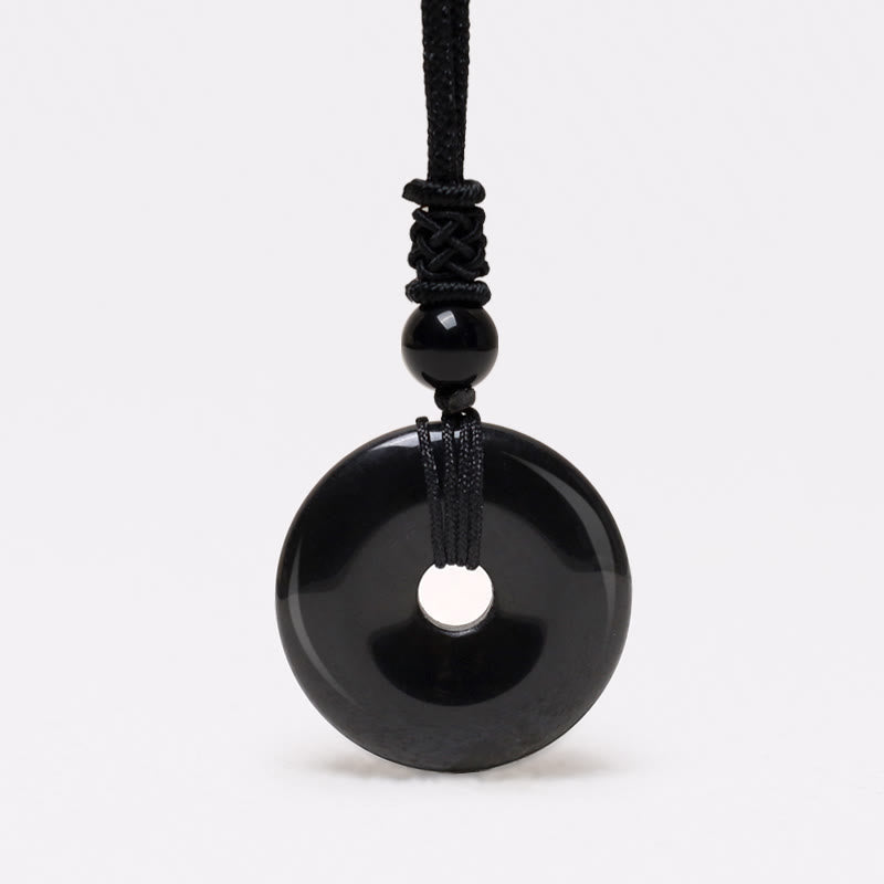 Karma Stone Lucky Coin Pendant Healing Crystal Gemstone Necklace