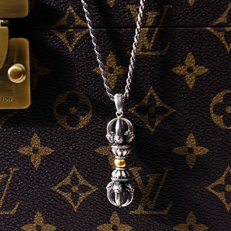 Karma Stone Tibetan Dorje Vajra Design Wealth Necklace Pendant