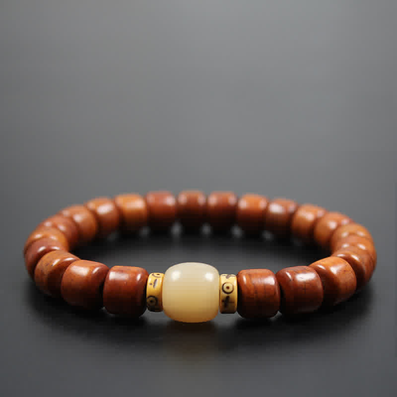 Karma Stone Tibetan Yak Bone Om Mani Padme Hum Strength Bracelet