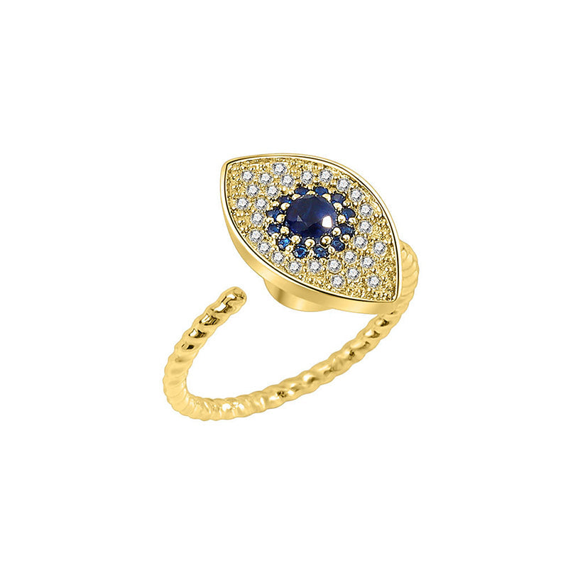 Karma Stone 925 Sterling Silver Evil Eye Protection Blessing Rotatable Ring
